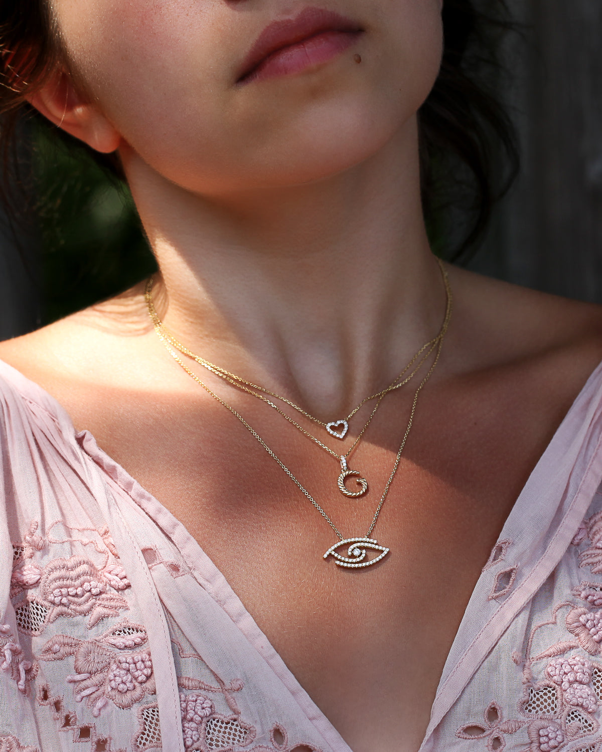 Layered Fine 14k 18k Gold Diamond Necklaces