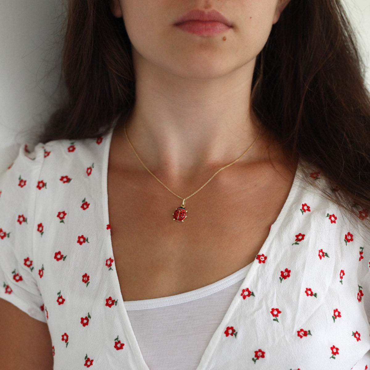 Lady Bug Charm Pendant in 10K Yellow Gold Italy