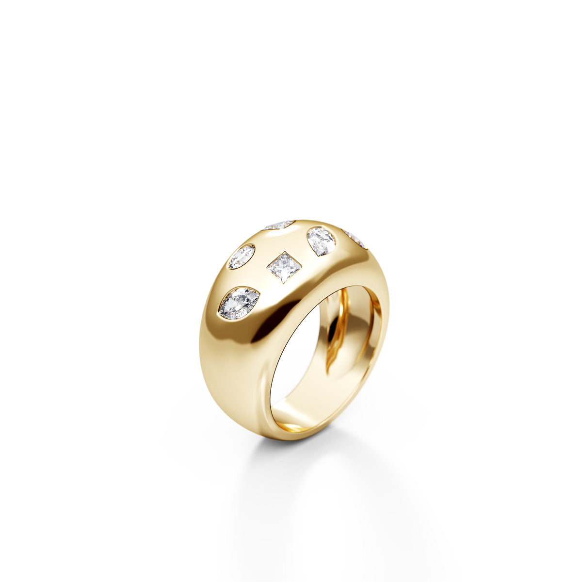 Multi-Shape Diamond Dome Ring in 14k Gold