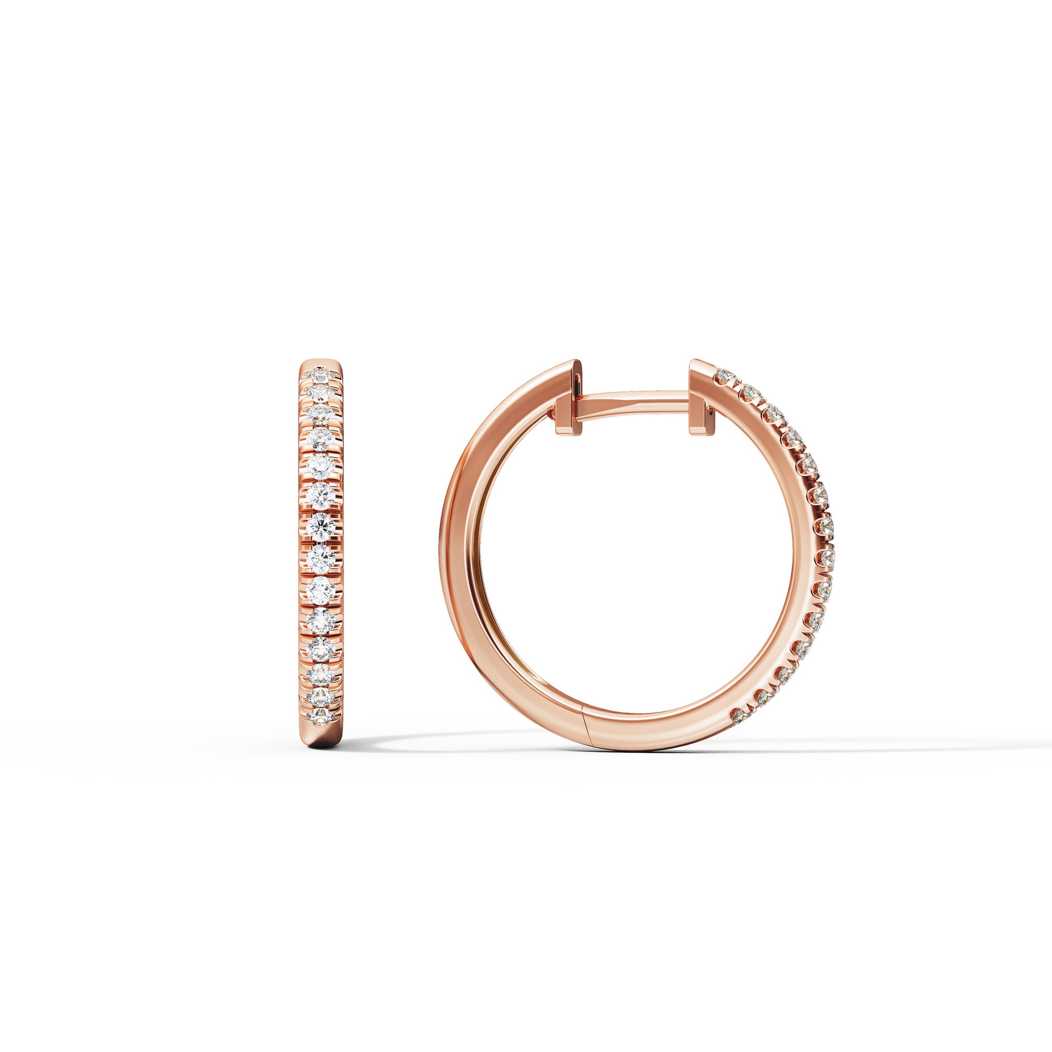 0.20CT-Diamond-Huggie-Hoop-Earrings-14k-Rose-Gold-17mm
