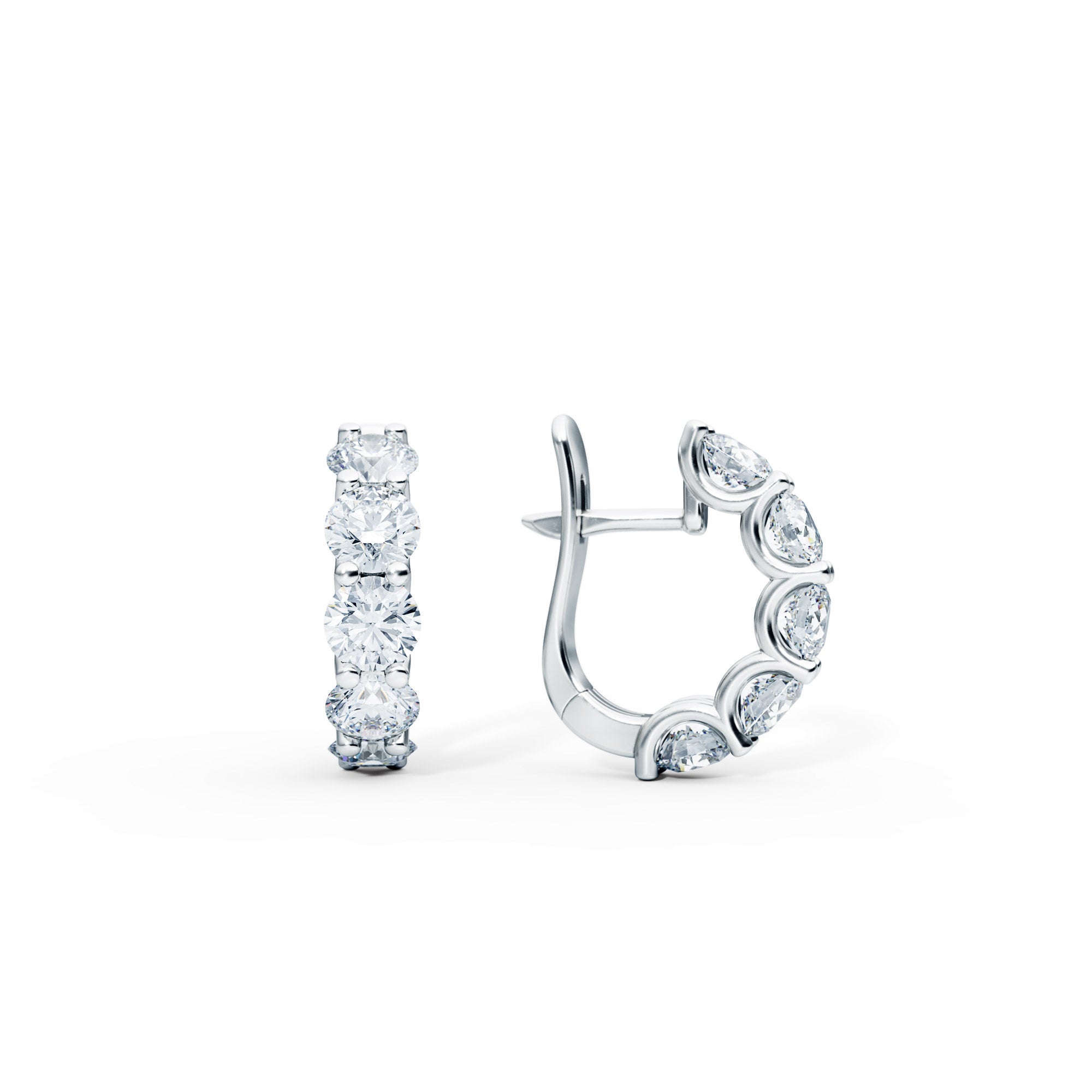 3CT Christina Half Hoop Huggie Earrings in 18K White Gold