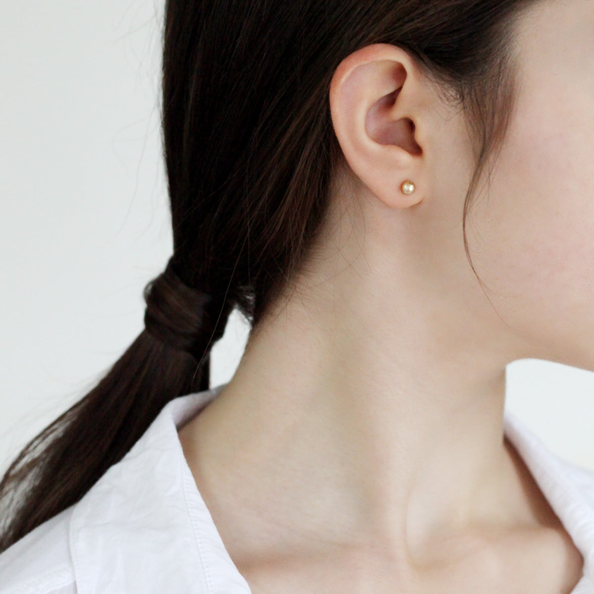 Satin Ball Stud Earrings in 14K Yellow Gold 5mm