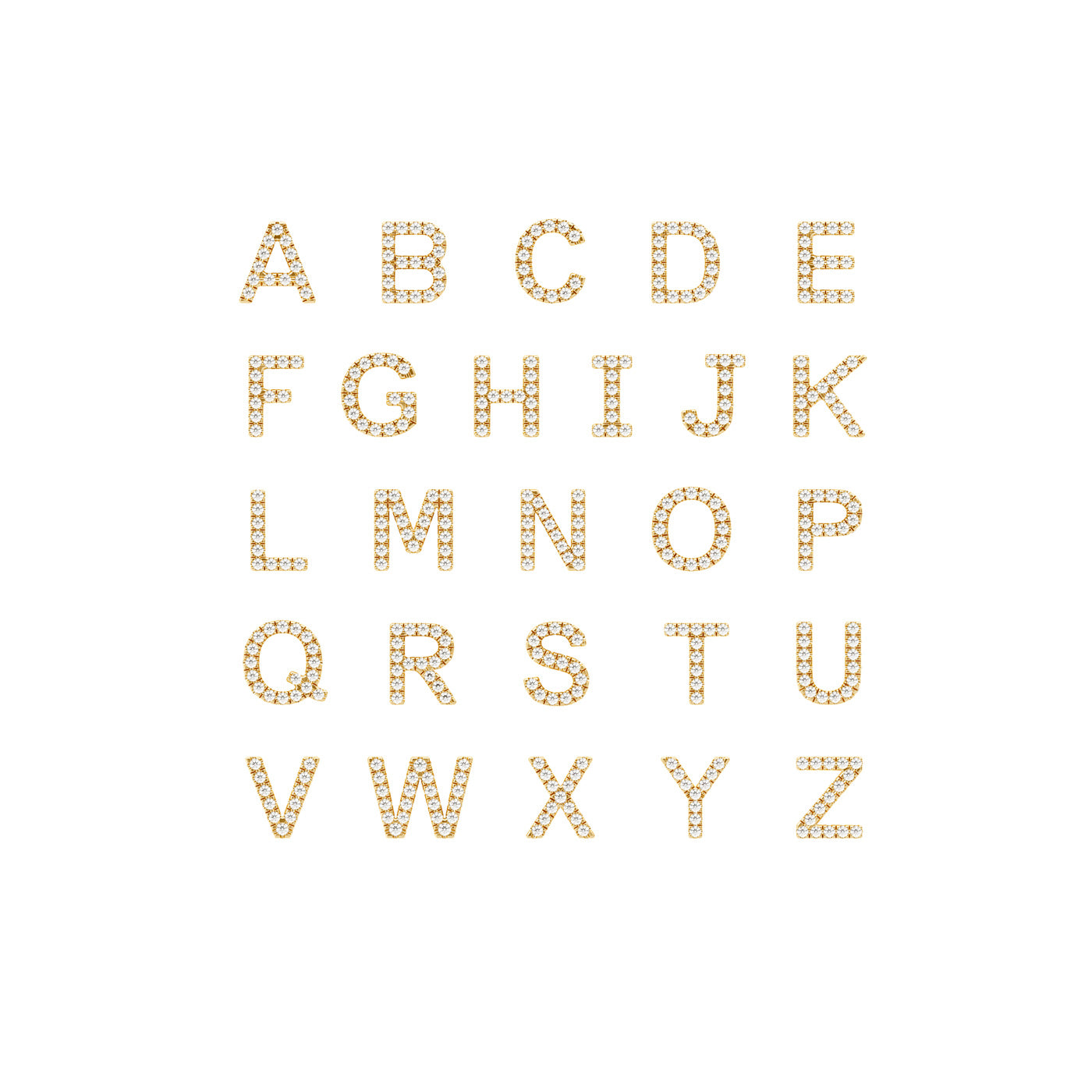 Pavé diamond initial sliding letter necklace in 14k gold
