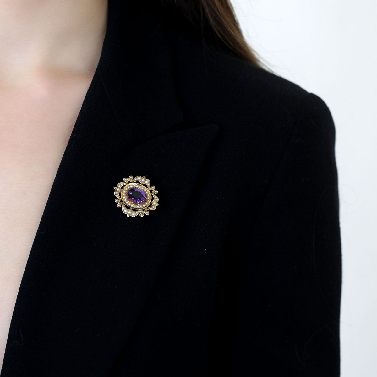 Antique-Amethyst-Seed-Pearl-14K-Brooch-Pin-Model