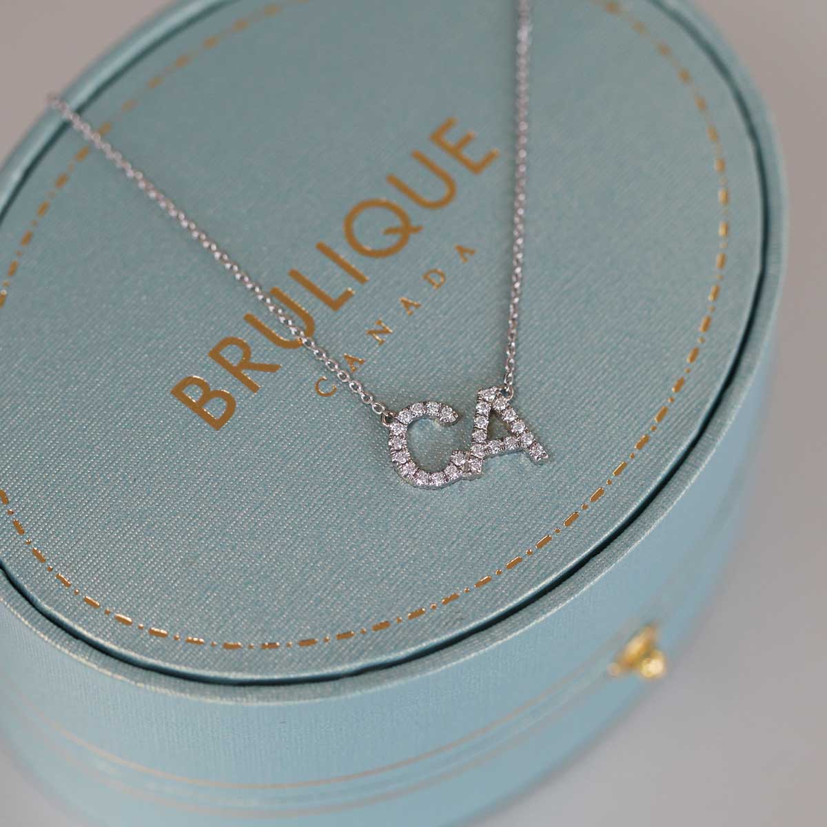 Pavé Diamond 2 Letter Initial Necklace in 14K Gold