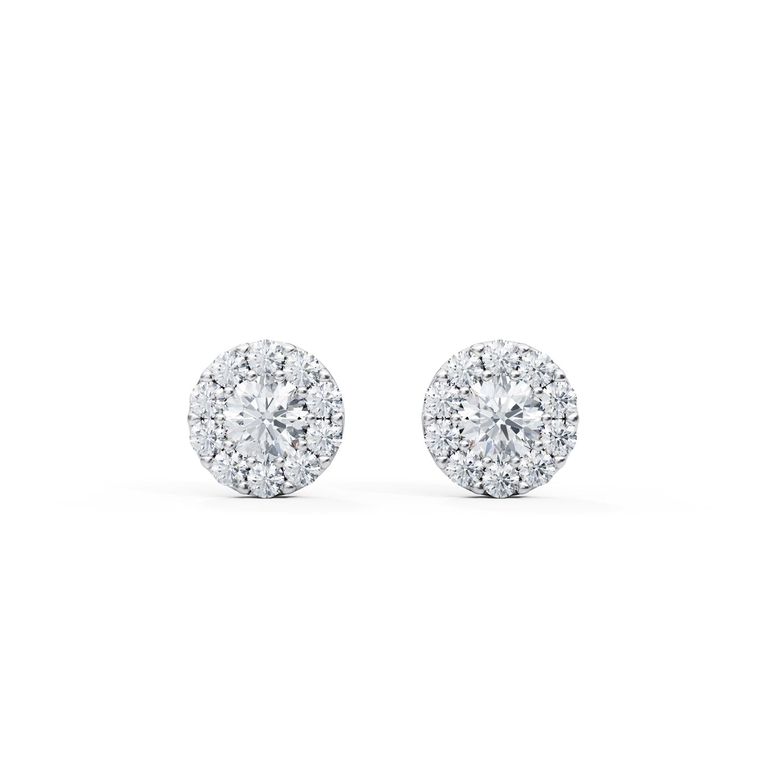 Diamond Hallo Stud Earrings in 14K White Gold