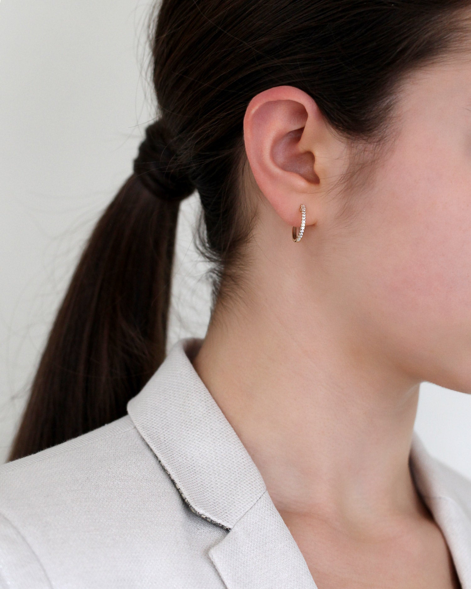 0.20CT Diamond Huggie Hoop Earrings in 14K Gold