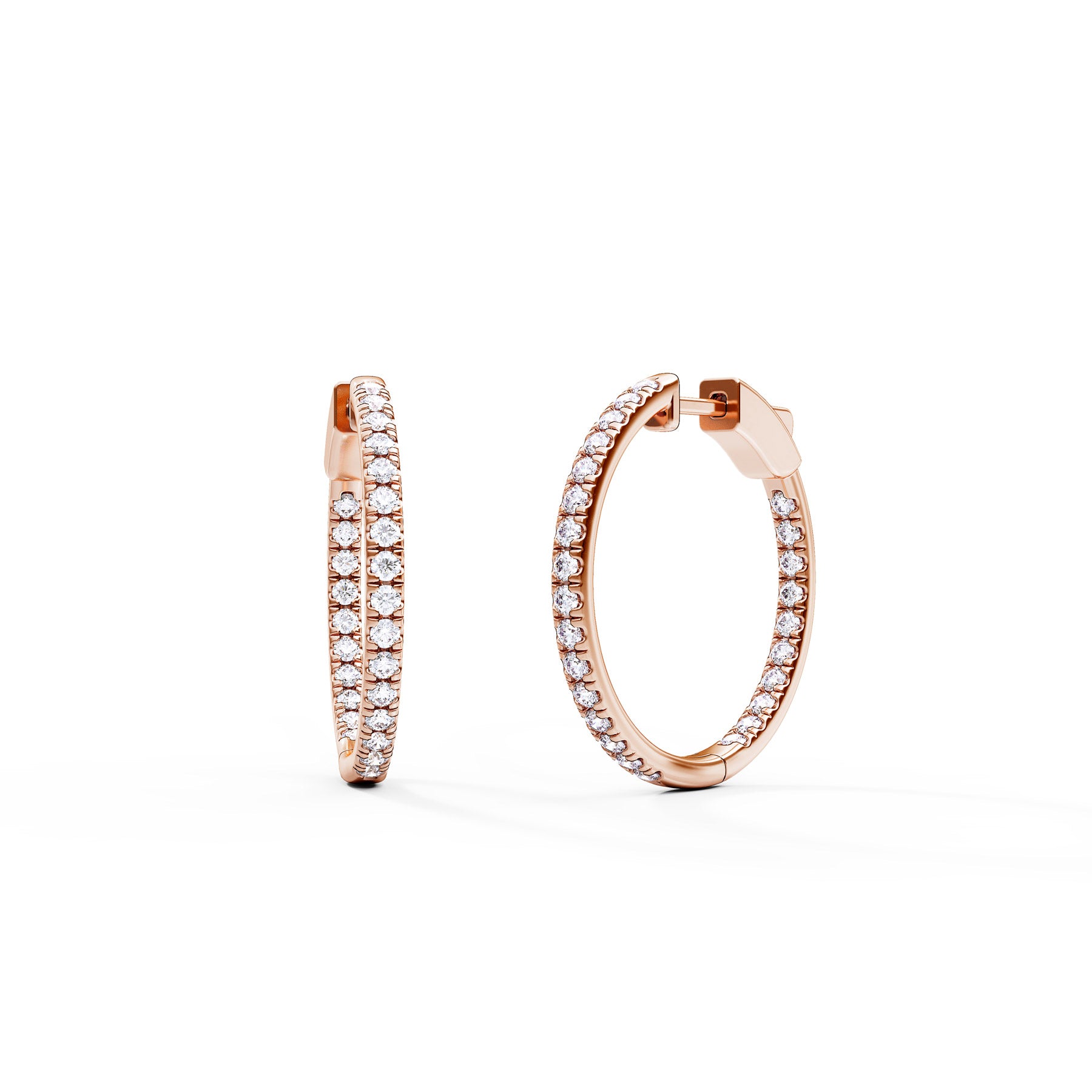 1.10CT Diamond 25mm Inside-Out Infinity Hoop Earrings in 14K Gold