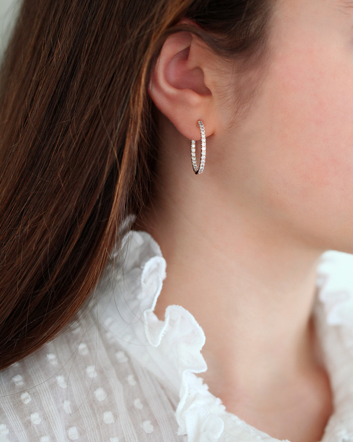 1.10CT Diamond 25mm Inside-Out Infinity Hoop Earrings in 14K Gold