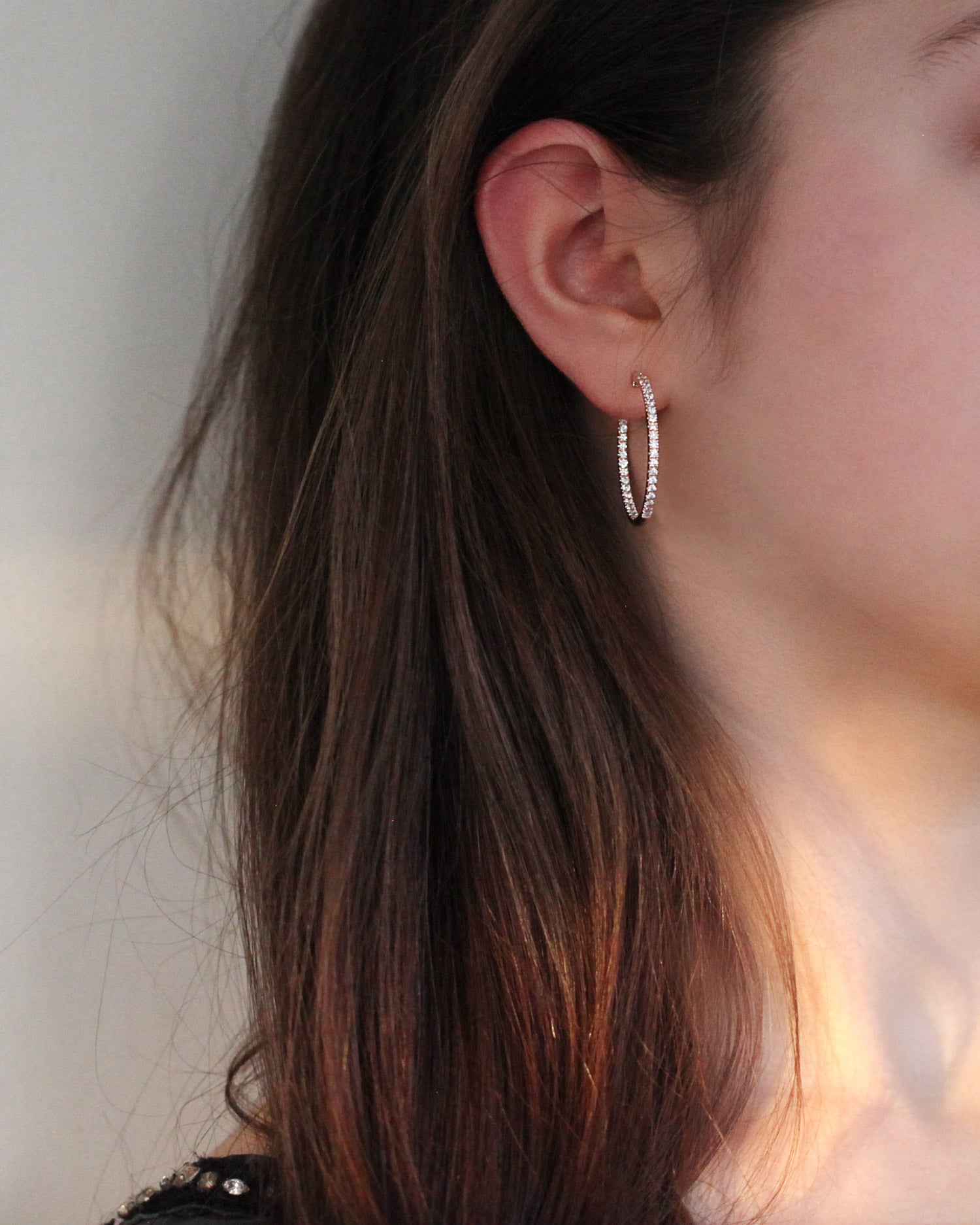 1.10CT Diamond 30mm Inside-Out Infinity Hoop Earrings in 14K Gold