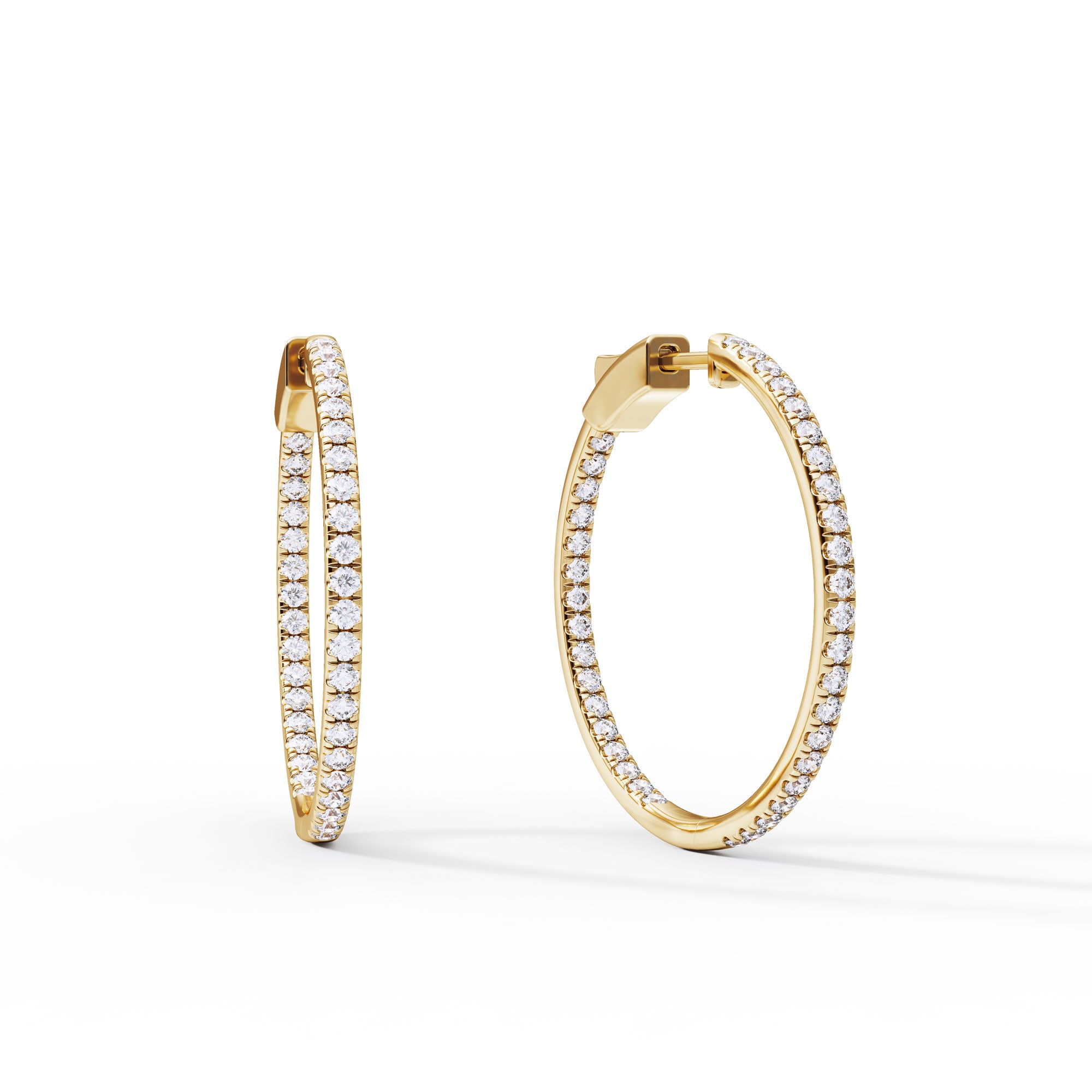 1.10CT Diamond 30mm Inside-Out Infinity Hoop Earrings in 14K Gold