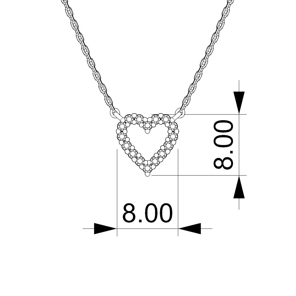 Small Diamond Heart Necklace in 14K Gold