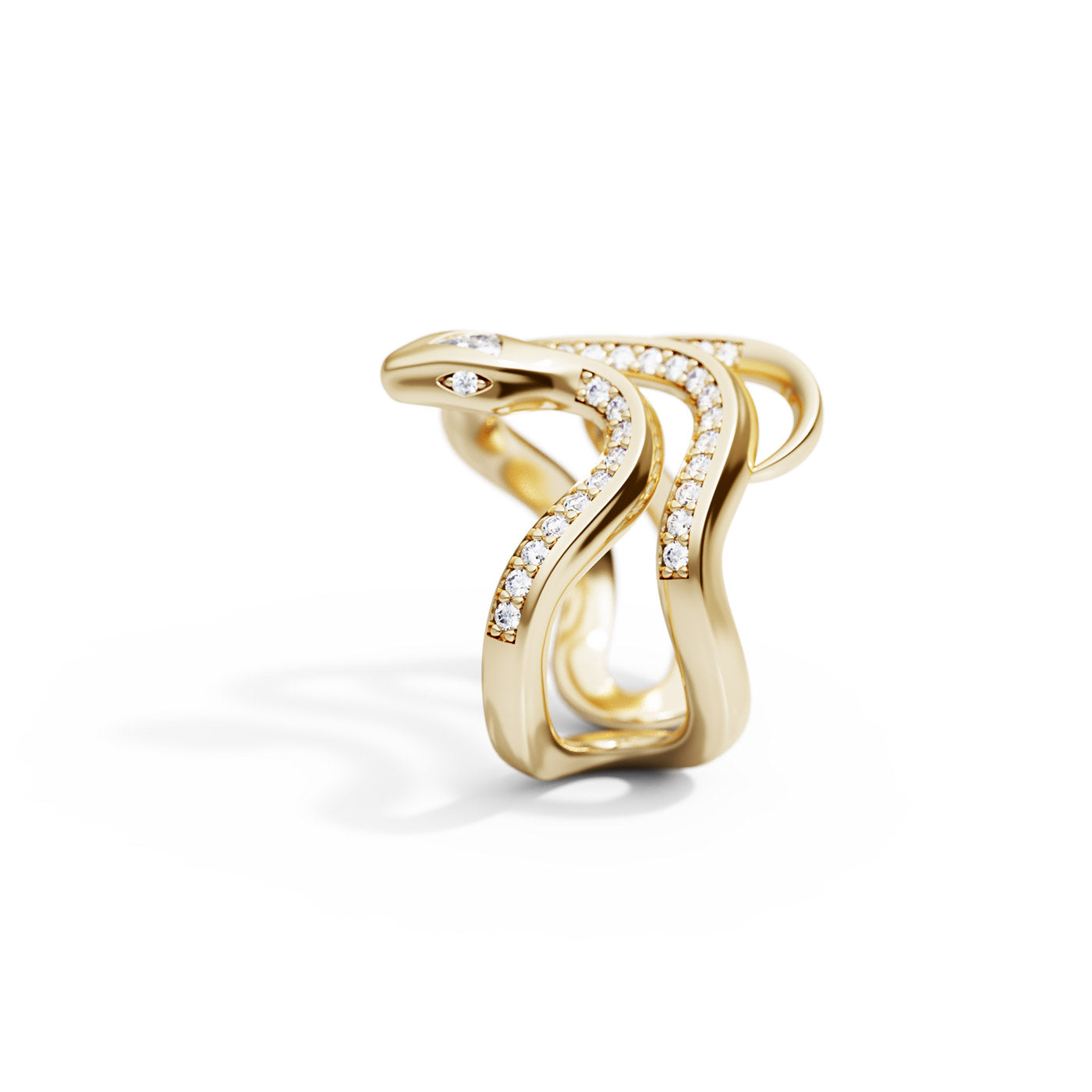 Diamond Snake Ring in 18K Yellow Gold