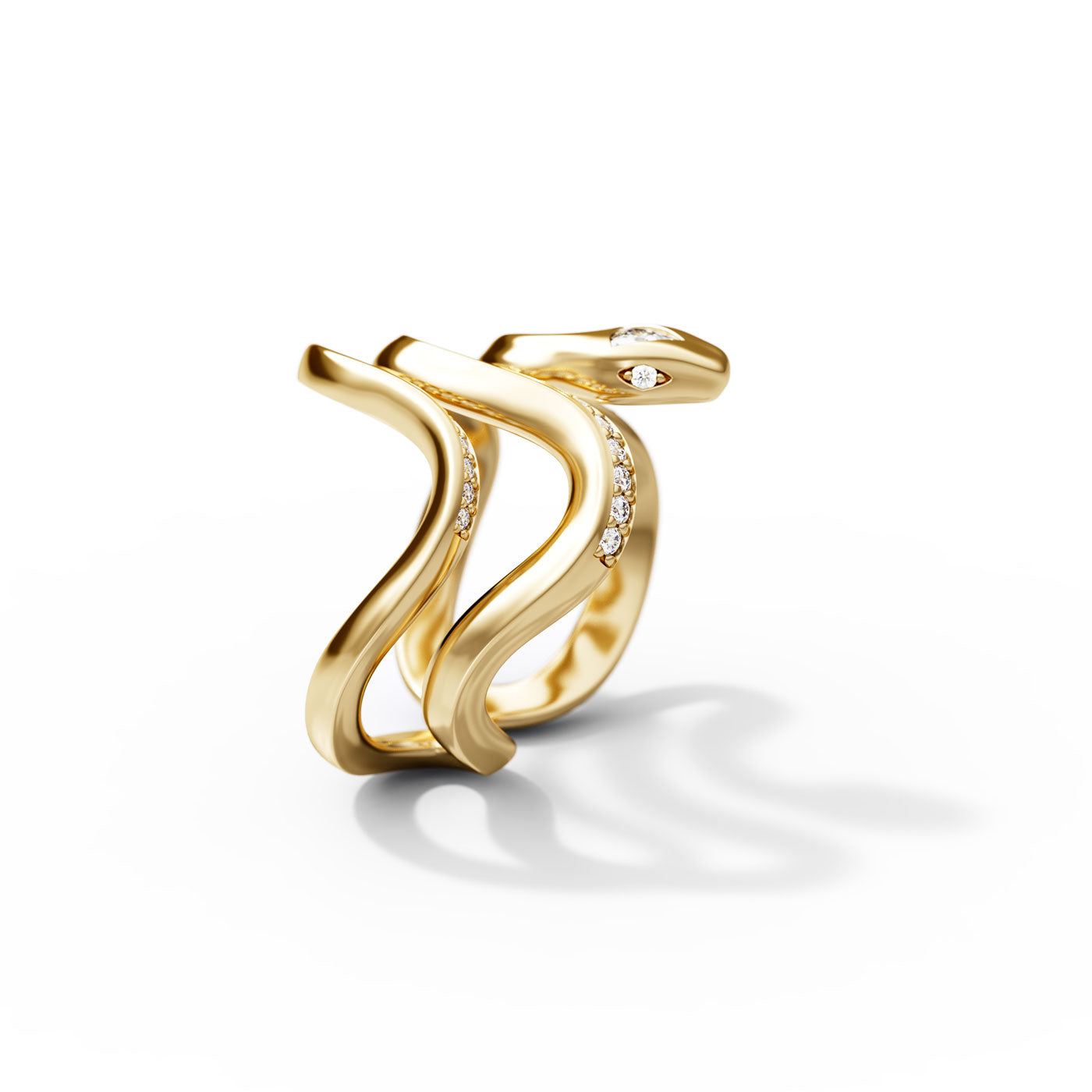 Diamond Snake Ring in 18K Yellow Gold
