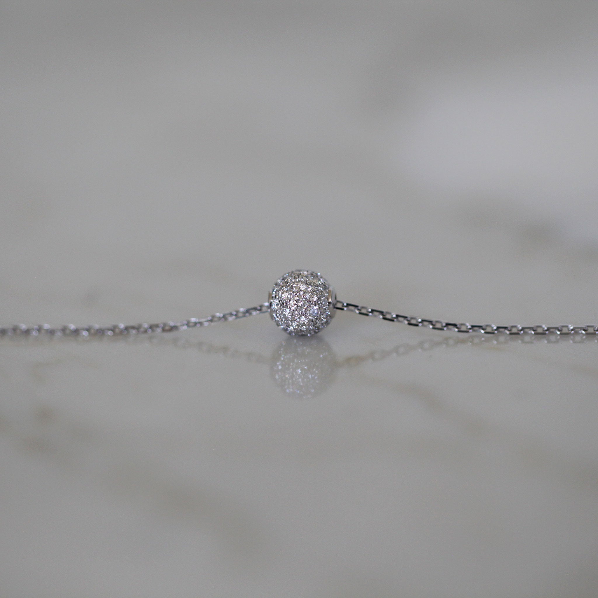 Pavé Diamond Disco Ball Necklace in 14K White Gold