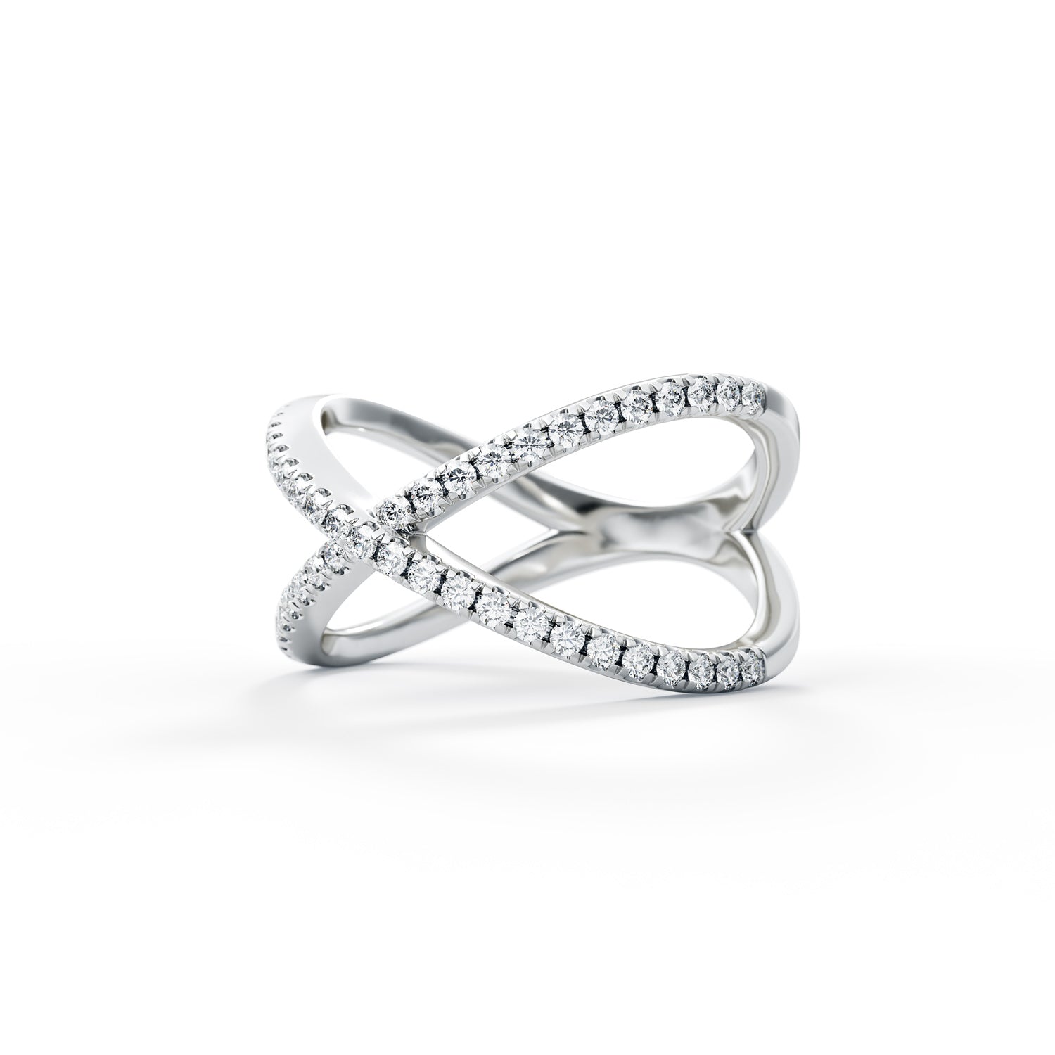Diamond Crossover Ring in 14K White Gold