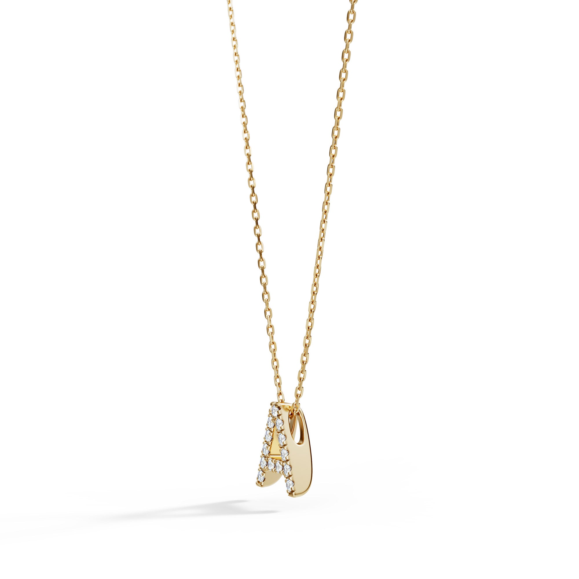 Pavé Diamond Letter Slide Necklace in 14K Gold