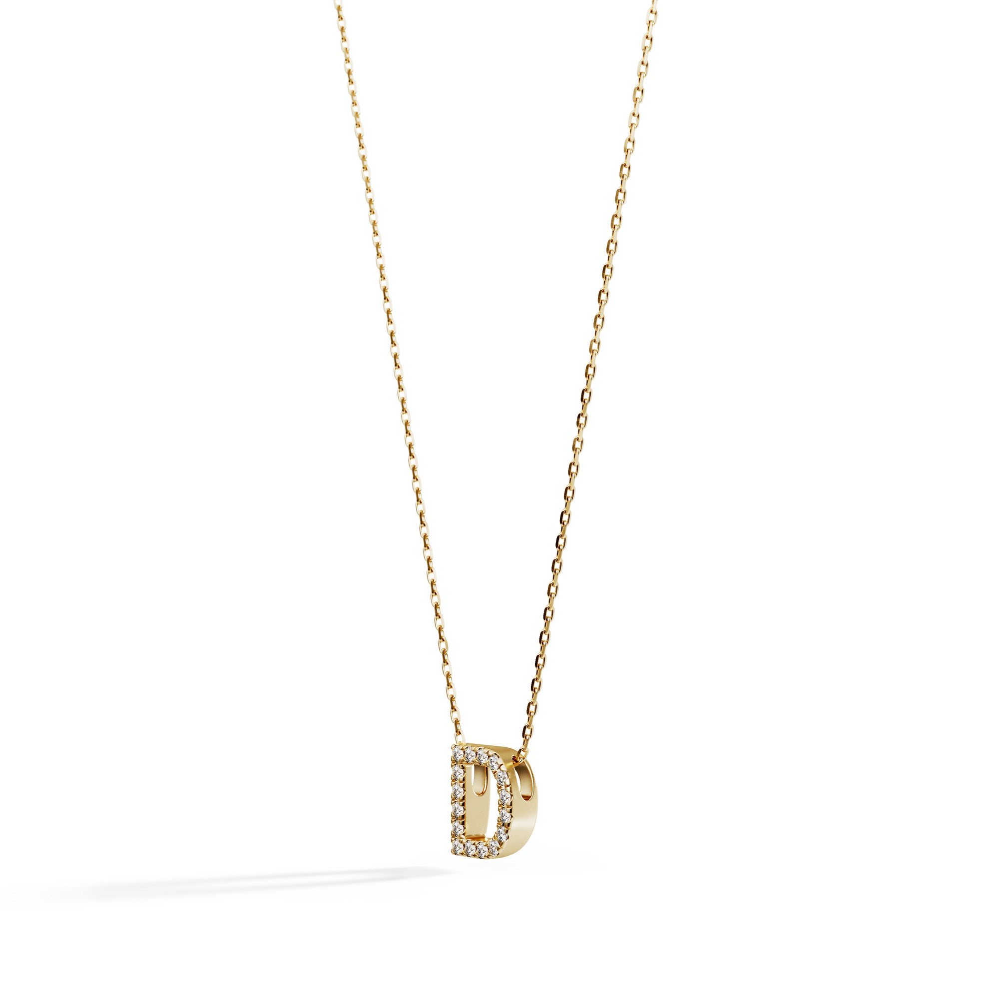Pavé Diamond Letter Slide Necklace in 14K Gold
