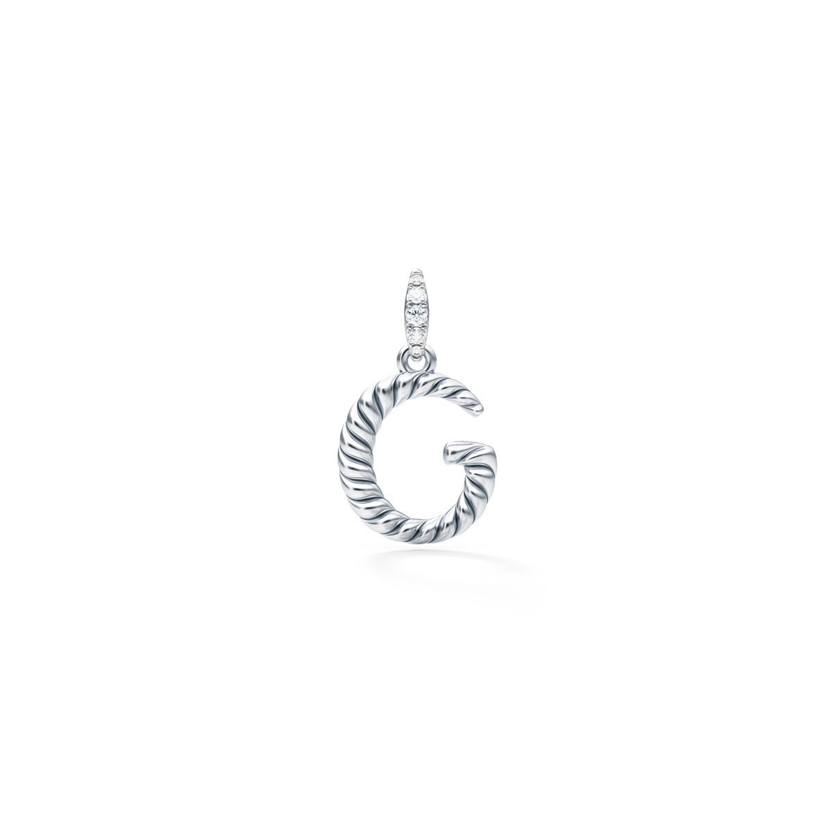Rope Letter G Pendant with Diamond Bale in 14K Gold