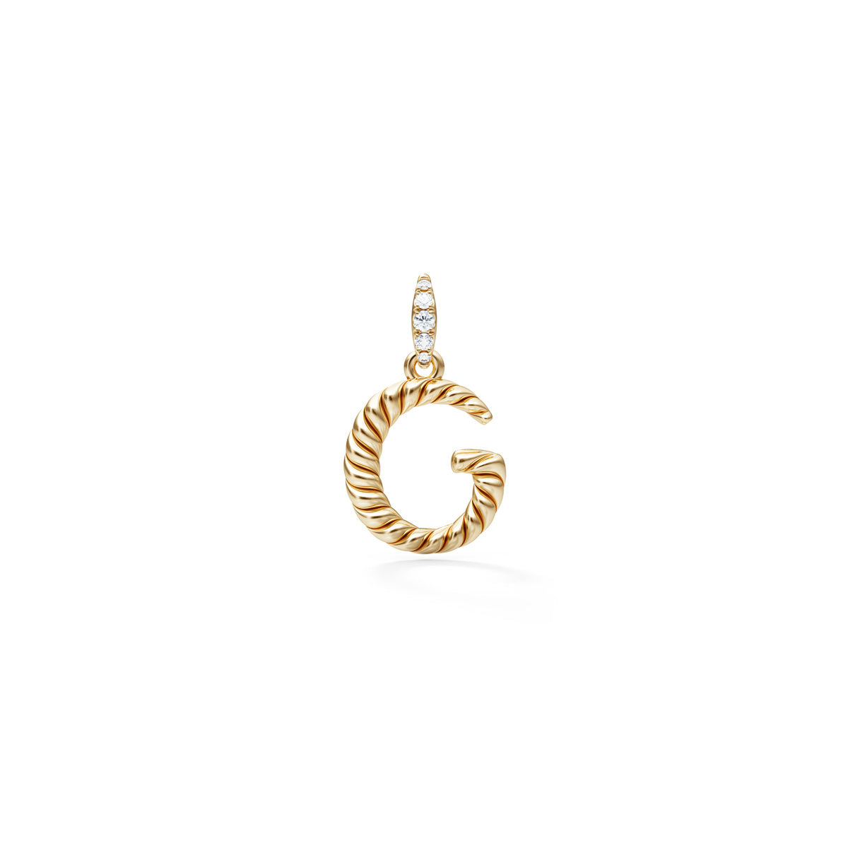 Rope Letter G Initial Pendant 14K Yellow Gold Diamond Bale