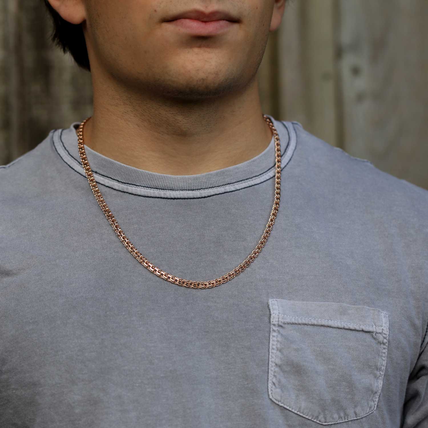 Mens Russian Bismark Solid Handmade Chain in 14K Gold