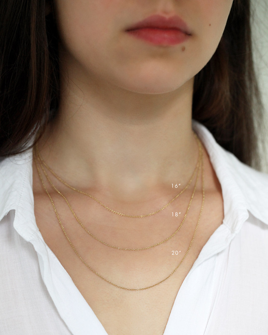 Rolo Thin Chain Necklace in 18K Yellow Gold
