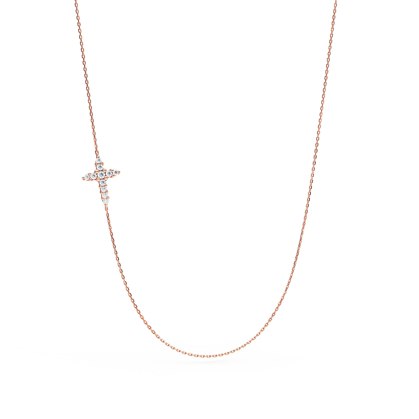 Sideways-Diamond-Cross-Necklace-14K-Rose-Gold
