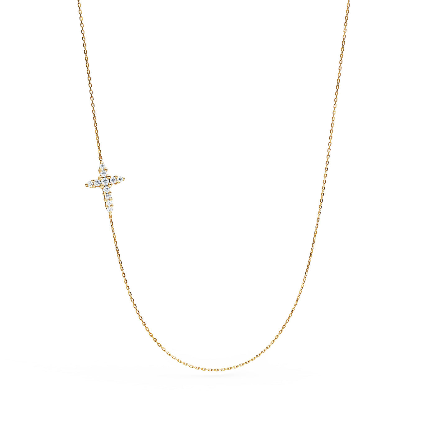 Sideways-Diamond-Cross-Necklace-14K-Yellow-Gold