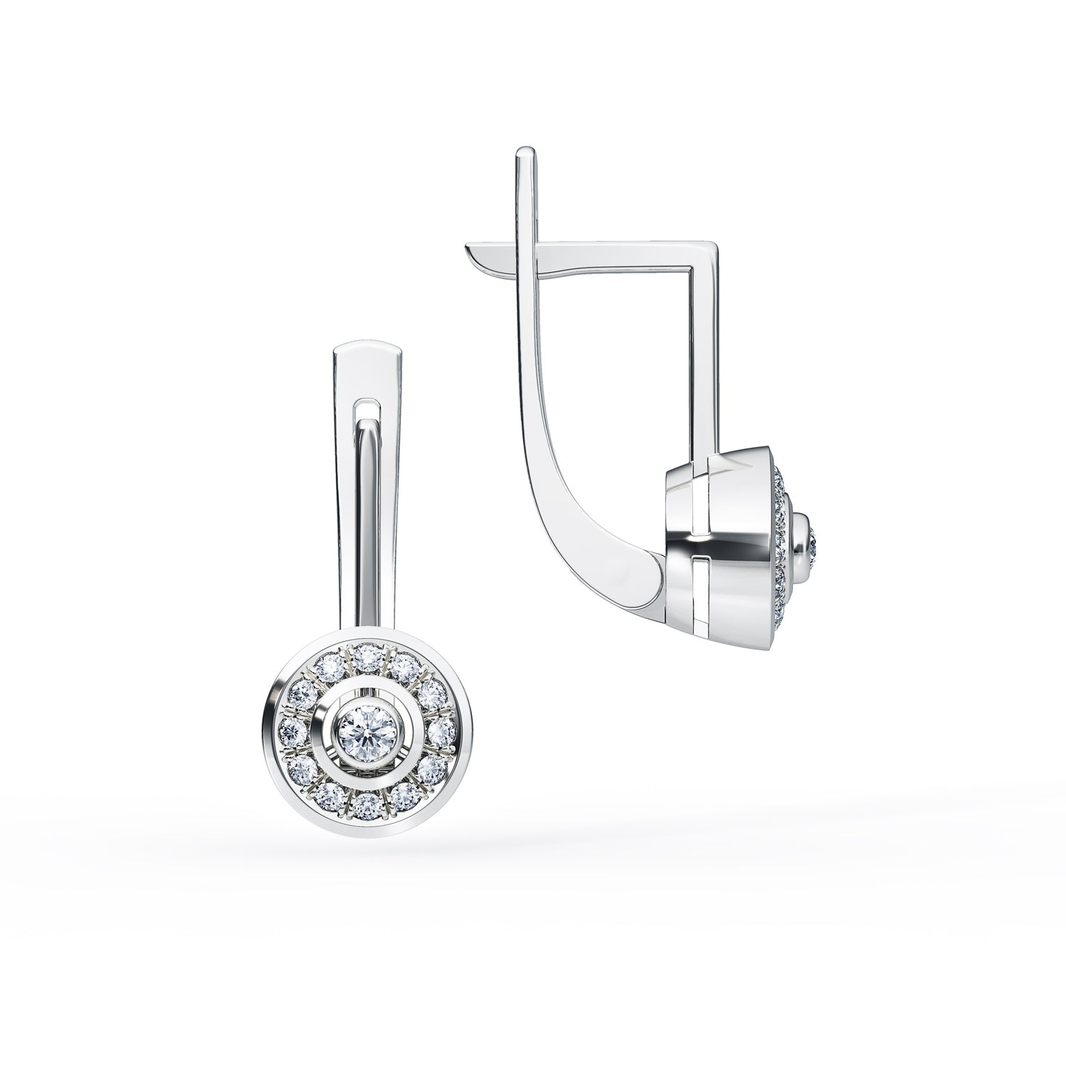 Diamond Circlet Drop Earrings in 14K White Gold