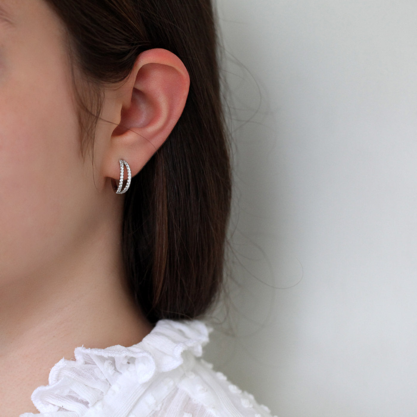 Front Split Diamond Hoop Earrings in 14K Gold