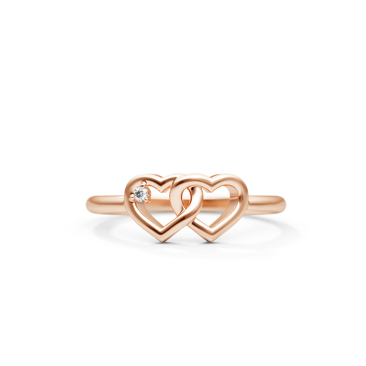 Two-Intertwined-Hearts-Diamond-Ring-14K-Rose-Gold-Front