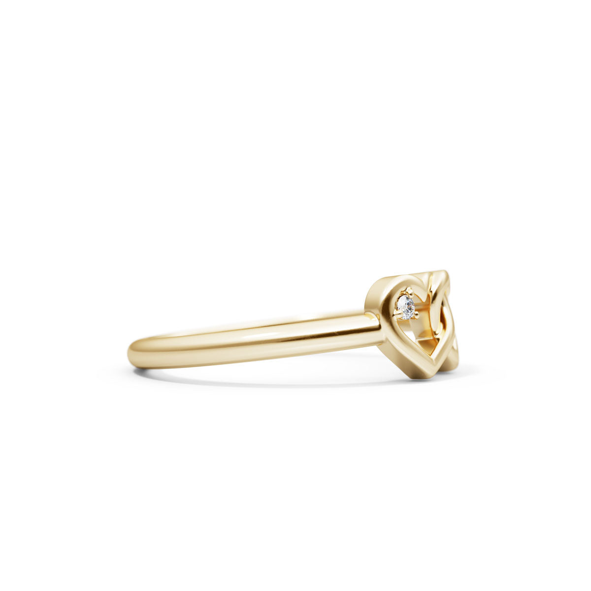 Two Intertwined Hearts Diamond Ring in 14K Gold