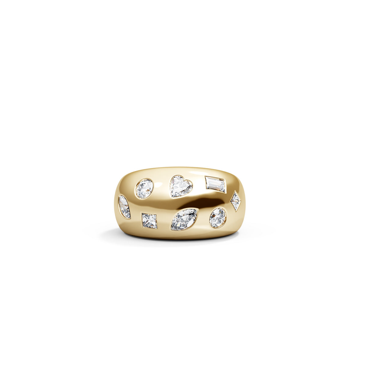 Multi-Shape-Diamond-Dome-Ring-14k-Yellow-Gold-Front