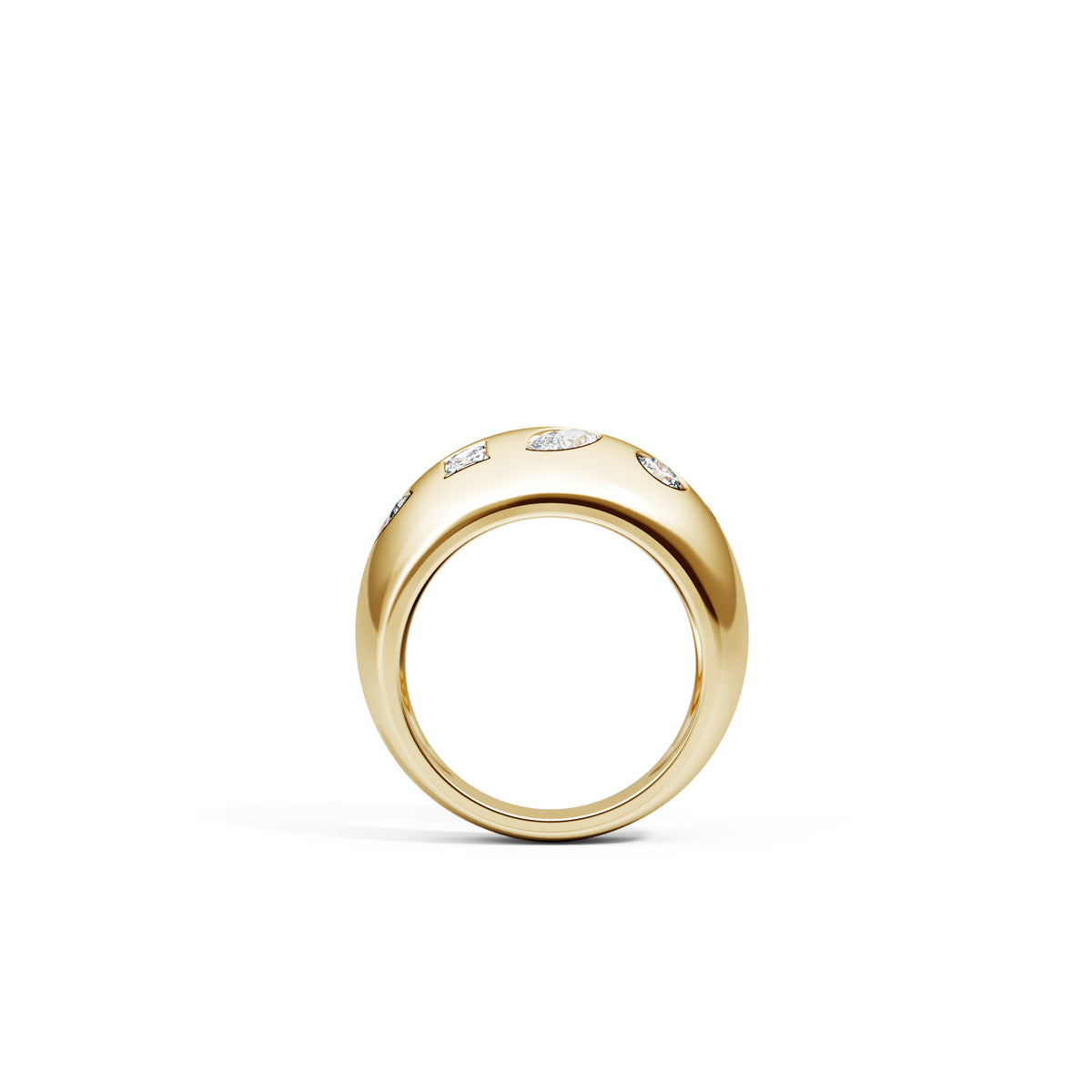 Multi-Shape Diamond Dome Ring in 14k Gold