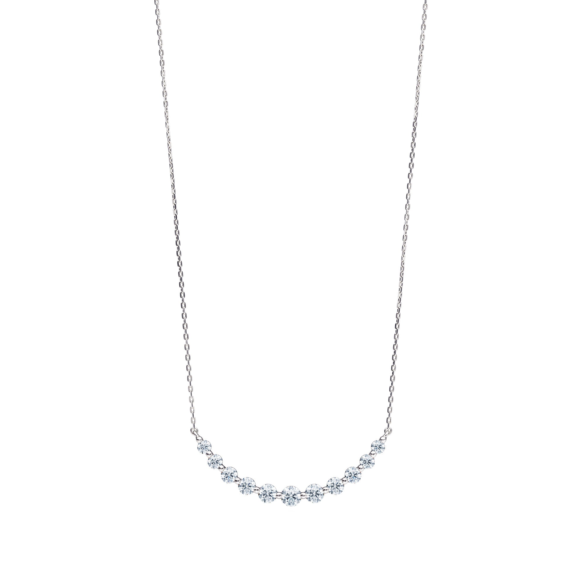 Graduated Diamond Smile Necklace in 14k White Gold (1.5ct)
