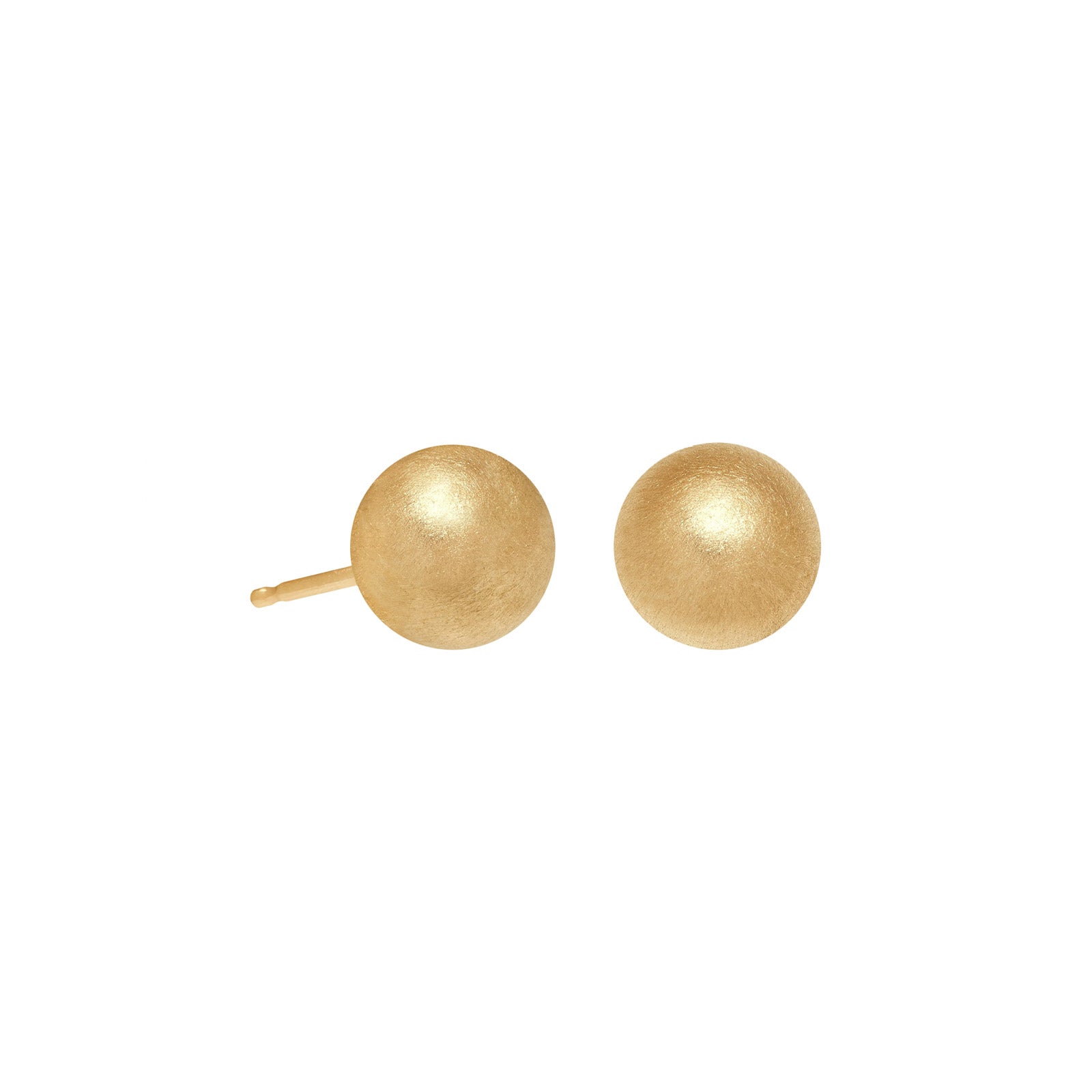 Satin Ball Stud Earrings in 14K Yellow Gold 5mm