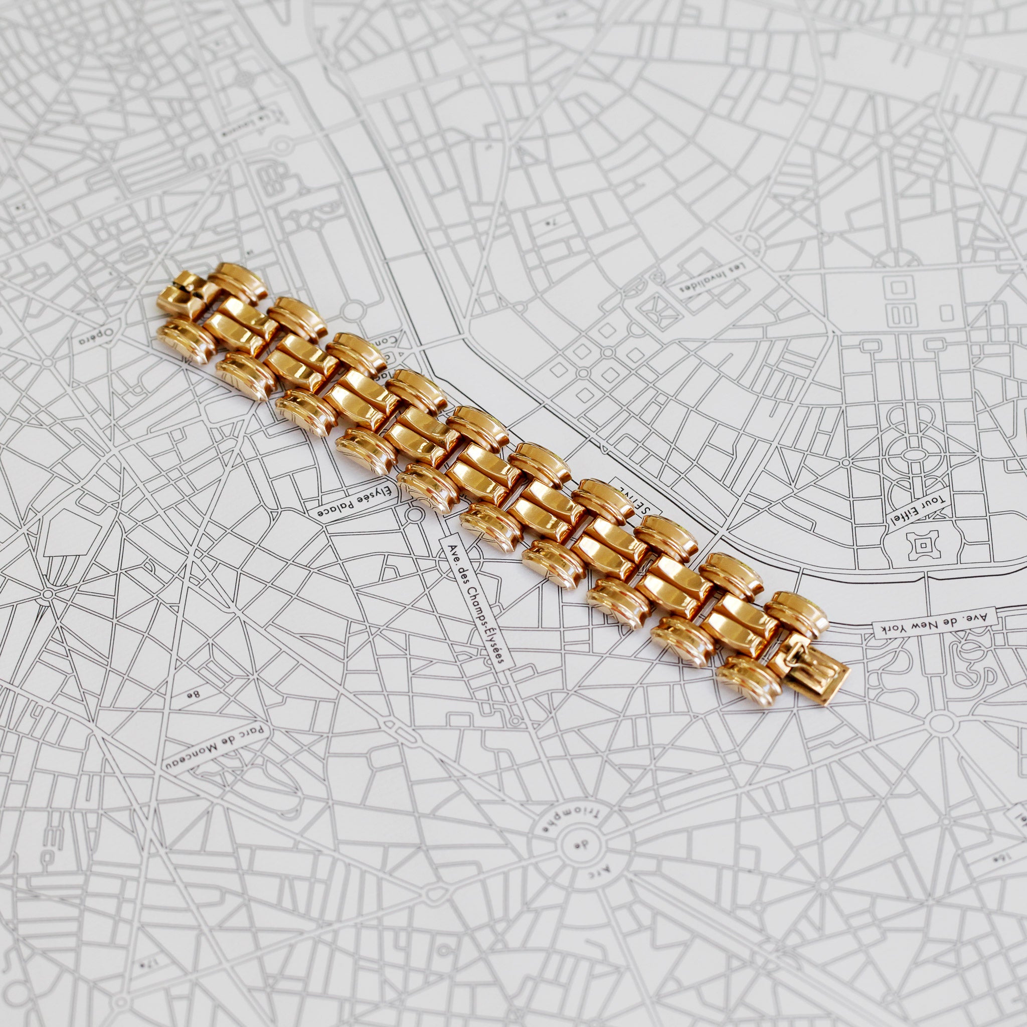 Retro Antique 18K Yellow Gold Tank Bracelet