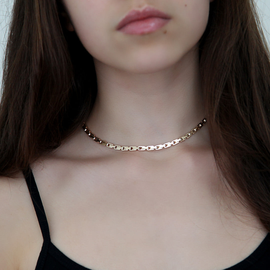 Rectangle 4mm Link Chain in 14k Gold