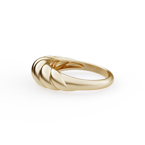 Croissant Twist Dome Ring in 14K Yellow Gold
