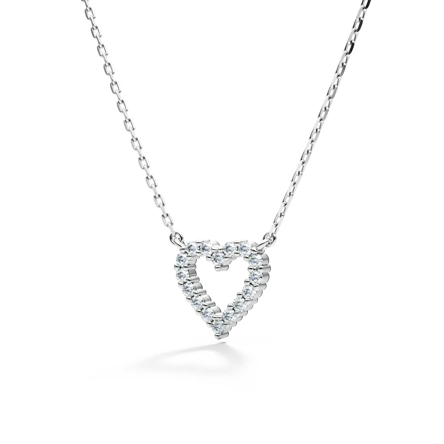 Small Diamond Heart Necklace in 14K Gold