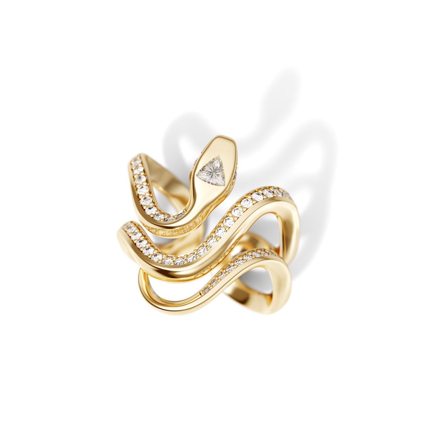 Diamond Snake Ring in 18K Yellow Gold