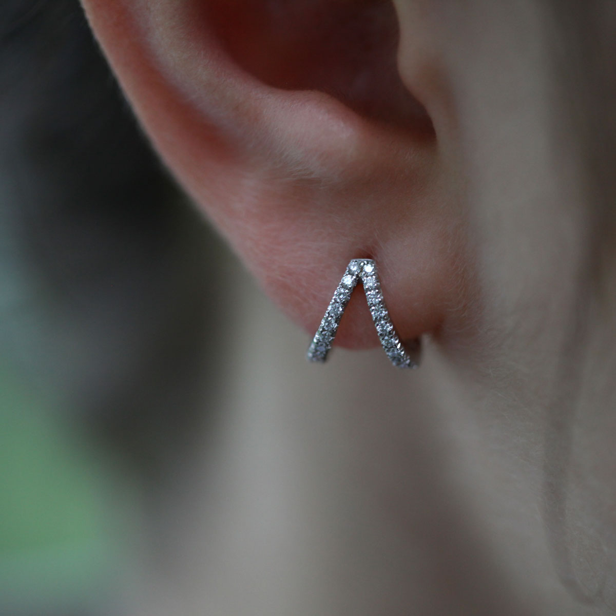 Double Split Diamond Mini Huggie Earrings in 14K Gold