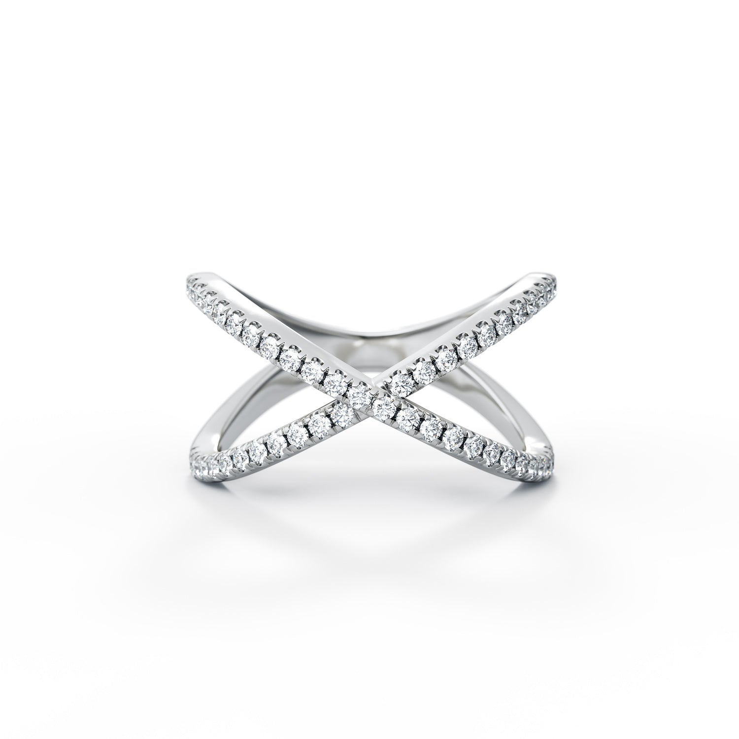 Diamond Crossover Ring in 14K White Gold