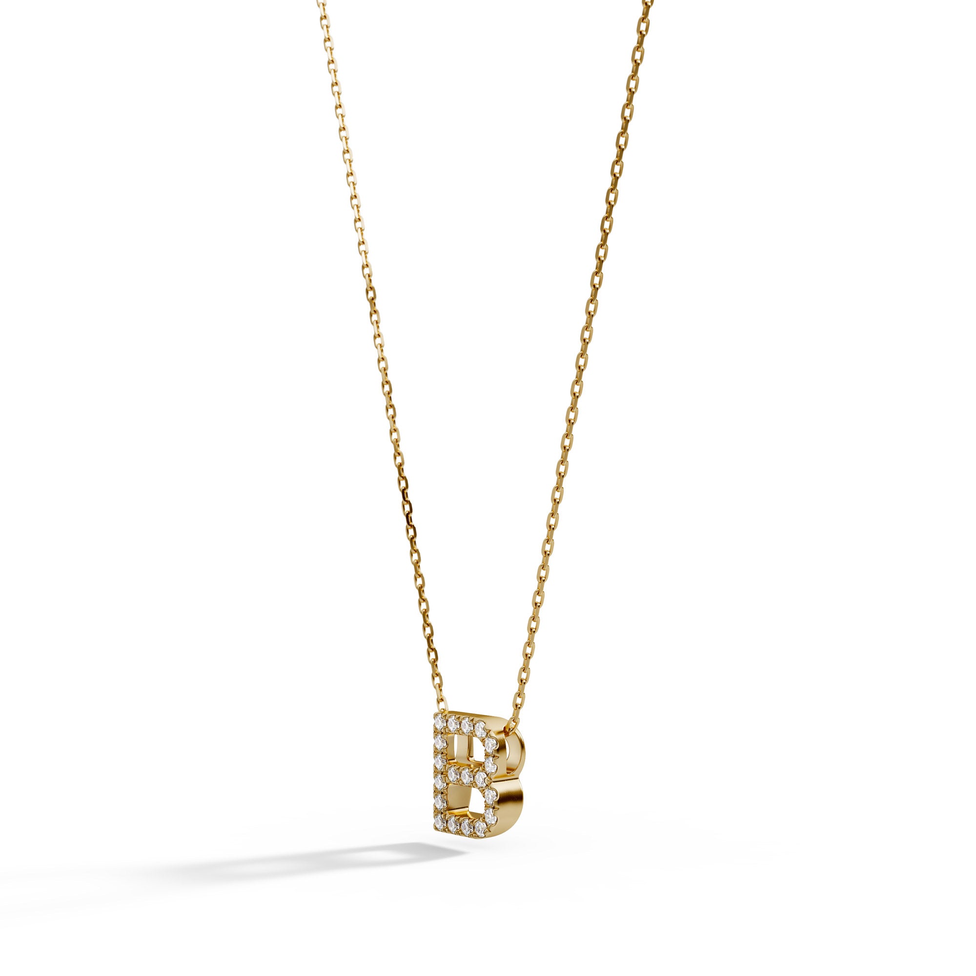 Pavé Diamond Letter Slide Necklace in 14K Gold