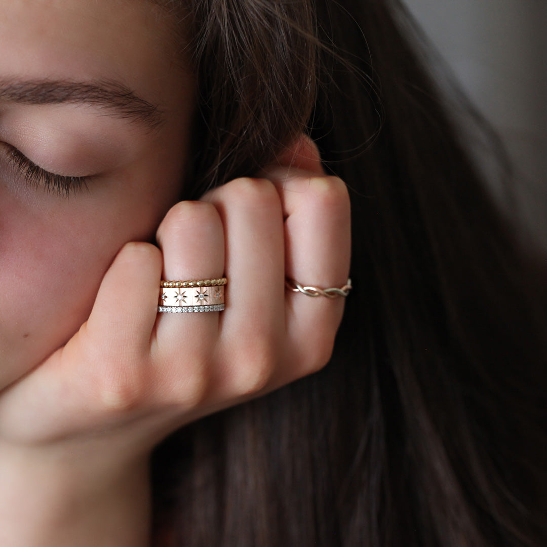 Beaded Ball Ring in 14k Gold