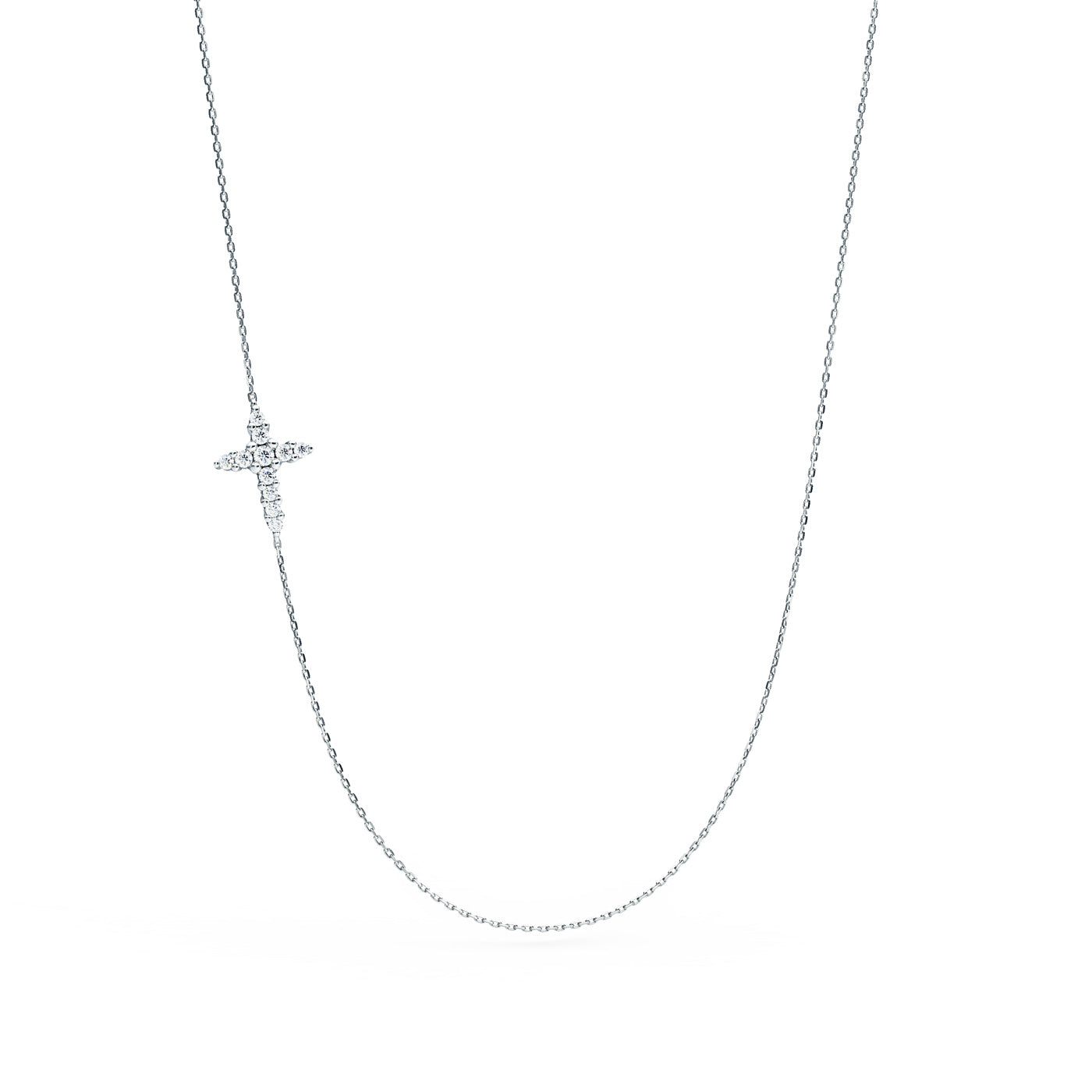 15.5mm Sideways Beaded Cross Necklace in 14k Yellow Gold, 16.5 Inch - The  Black Bow Jewelry Company