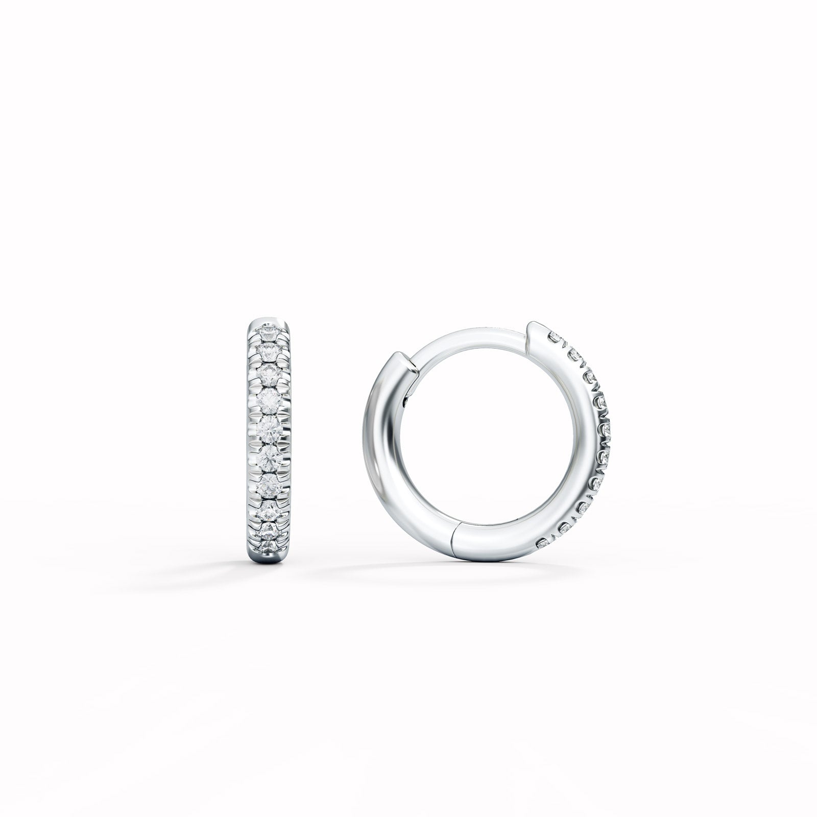 Diamond Huggie Earrings 17.5.MM / 14k Gold Baguette Diamond Hoop Earrings /  Designer High Jewelry Earrings / Christmas Gift