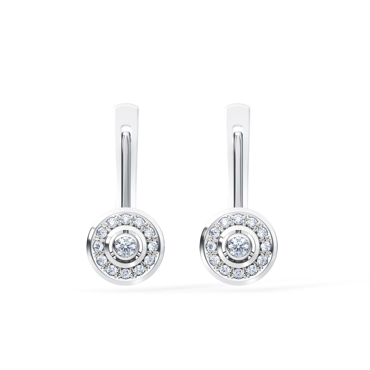 Diamond Circlet Drop Earrings in 14K White Gold