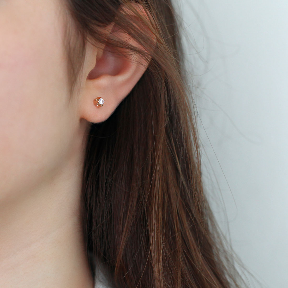 14K Rose Gold Tulip Diamond Stud earrings 0.20ct