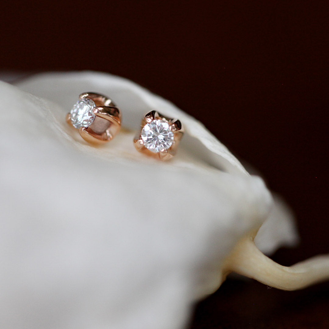 Tulip Diamond Studs in 14k Gold